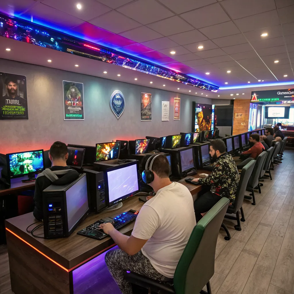 Café gamer ambiente vibrante
